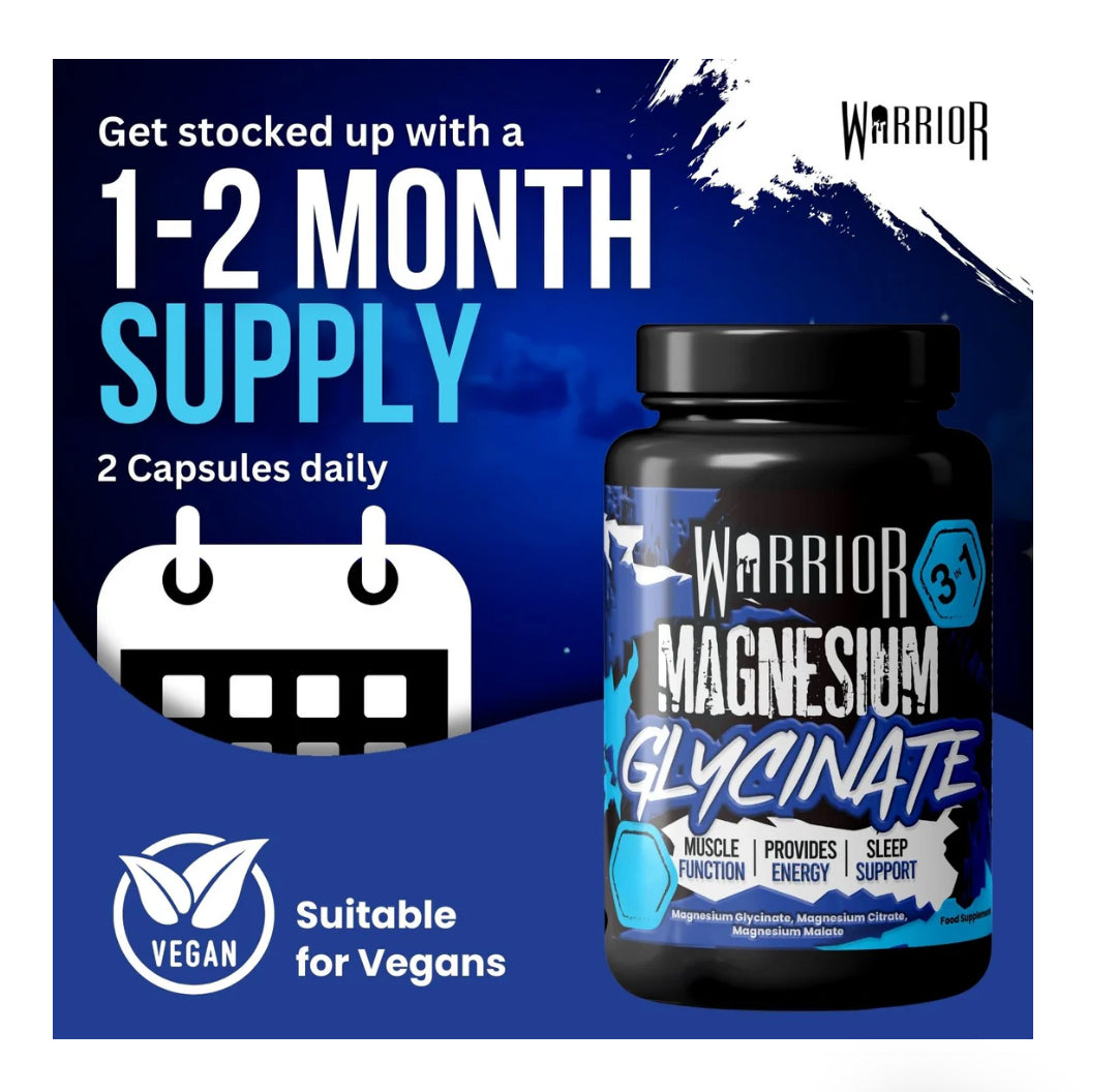 Warrior Magnesium Glycinate – 3-in-1 Capsules (90)