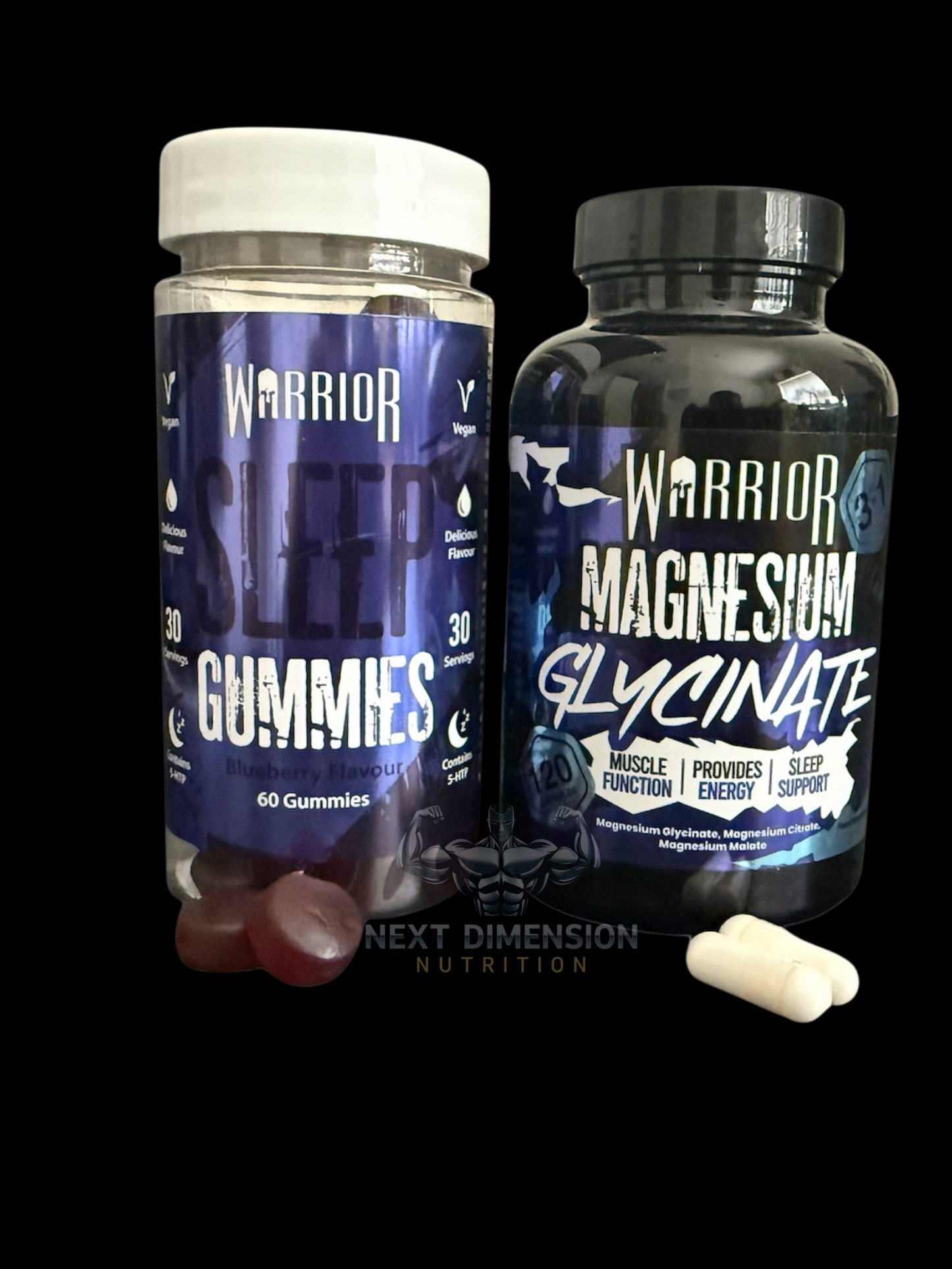 Warrior Ultimate sleep stack. X1 Warrior sleep gummie tub & x1 Warrior Magnesium Glycinate 3 in 1 tub