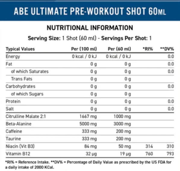 ABE Ultimate Pre Workout Shot 12x 60ml