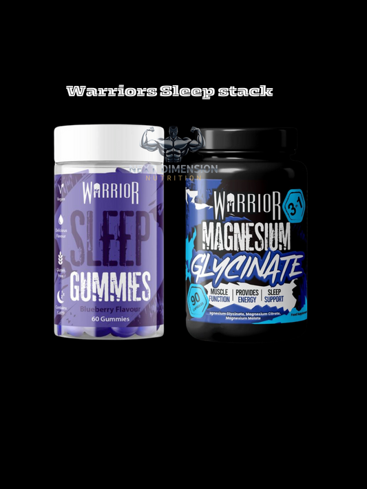 Warrior Ultimate sleep stack. X1 Warrior sleep gummie tub & x1 Warrior Magnesium Glycinate 3 in 1 tub